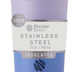 BlenderBottle Sport Sleek Insulated Stainless Steel Shaker Bottle with Wire Whisk, 25-Ounce, Lavender Ombre – Protein Shakes & Hydration for Athletes & Fitness Enthusiasts, Easy Mixing, Slim Easy to H