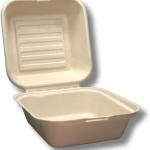 Biodegrable To Go Food Containers - Heavy Duty Disposable Clamshell Take Out Boxes with Lids. Designed for Restaurant Delivery or Home (6X6 Clamshell Container 100pck)