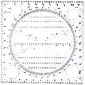 2 Pcs Multifunctional Drawing Ruler, Angle and Circle Maker Drawing Geometric Drawing Template Measuring Ruler Draw Tool for Office and School