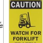 Yellow Safety®: Stay Safe with our OSHA Compliant Caution: Watch For Forklift Traffic - 15"x10", 1mm Aluminum, Essential Workplace Personl Protective Equipment Warning