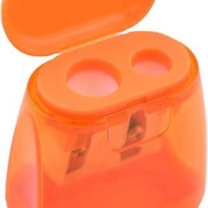 Lid Dual Hole Multifunctional Pencil Sharpener,Lightweight,Portable,Transparent Hand Held Small Compact Pencil Sharpener for Classrooms,Offices Writing and Correction Supplies (Orange)