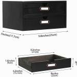 Wooden Storage Box Rustic Desktop Organizer with 2 Drawers Office Desk Accessories Shelf Small Craft Storage Containers Apothecary Cabinet and Chest Jewelry Holder for women(BLACK)