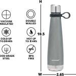 Insulated Water Bottle - On-The-Go Refillable Stainless Steel Water Bottles For ults, Reusable Thermos Travel Tumbler With Leak-proof Lid For Hot & Cold Beverages (17 Oz. Silver Show)