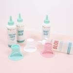 Craftelier - Set of Glue, Glue and hesive Tube Holders - Approx. Diameter: 6.1 cm Base, 2.9 cm Top Nozzle and 1.5 cm Bottom Nozzle - Color: Turquoise, White and Pink