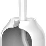 HAMITOR Toilet Bowl Brush Holder Set: Bathroom Deep Cleaning Toilet Cleaner Scrubber Under Rim with Curved Bristle for De Corner Clean - Hidden Rv Toilet Decorative Accessories with Cdy- White