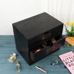 Wooden Storage Box Rustic Desktop Organizer with 3 Drawers Office Desk Accessories Shelf Large Craft Storage Containers Apothecary Cabinet and Chest Jewelry Holder for women(BLACK)