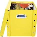 Snap-N-Store Vinyl Record Storage Box - 12" - 1 Pack- Crate Holds up to 75 Vinyl Albums - Yellow