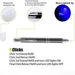 Pen with Light, Light Up Ballpoint Pen, Bright Lighted Pens for Writing in the Dark Led Light Flashlight Nurses Pen with Light Tip 3 Pack Penlight-Blue Light