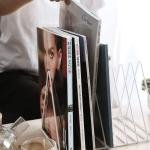 Sooyee 9 Slot White Magazine Holder,Desktop File Sorter Organizer Triangle Bookshelf Decor Home Office