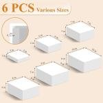 6PCS Buffet Risers, White Acrylic Food Risers for Buffet Table, Nesting Display Stand with Hollow Bottoms for Party, Catering, Dessert, Jewelry & Collectibles (10" x 10" x 6" to 5" x 5" x 1")