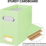 BALEINE File Organizer Box, Cardboard File Folder Organizer with Handle for Letter Size, Portable Collapsible Hanging Filing Box for Home Office Document Storage (2 Pack, Green)