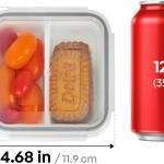 carrotez 2 Compartment Small Snack Containers, Mini Snack Containers for Mini Fridge, Small Divided Food Storage Containers, Airtight Lids, Reusable, 1.1 cup, 2 PACK
