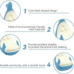 Cyrank Cute Animal Phone Stand - Dolphin, Shark, Penguin - Desk Phone Holder - Compatible with Apple, Samsung, Google, Huawei & More - Blue - Resin Material - Portable & Stable - Whimsical Style