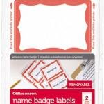 Office Depot Name Bge Labels, 2 11/32in. x 3 3/8in., Red Border, Pack of 100, OD98837