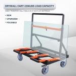 Upgre Folding Drywall Cart Heavy Duty,Drywall Dolly Lo 2200 lbs Capacity,Panel Cart with Extended Large Deck,Panel Dolly Handling Plywood Sheetrock Glass and Windows Service