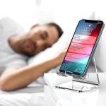 Crpich Acrylic Cell Phone Stand, Portable Clear Phone Stand for Desk, Compatible with Phone16 15 14 13 Pro Max Mini 12 11 Plus SE, Switch, Android Smartphone, P, Tablet, Desk Accessories
