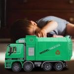 Liberty Imports Kids 14" Garbage Truck Toy, Large Friction Powered Sanitation Waste Management Truck Play Vehicle with Side Loing and Back Dump