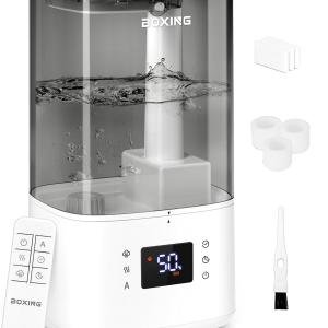 BOXING 6L Warm & Cool Mist Humidifiers for Bedroom, Air Humidfier for Large Room with Remote Control, Auto Mode Perfect for Baby & Plants, Top Fill, Sleep Mode, Timer, Essential Oil Tray, 60H