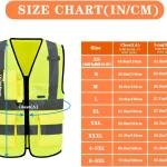 Reflective Security Safety Vests Heavy Duty with 7 Pockets and Front Zipper