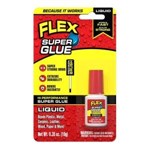 Flex Super Glue Liquid, 10 Gram Brush-On Bottle, 1-Pack, Clear, Instant Bond, Quick Dry, Cyanoacrylate hesive, Precision Brush for Wood, Metal, Plastic, Crafts, Ceramic, and Toy Repairs