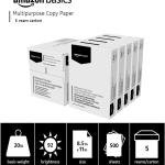 Basics Multipurpose Copy Printer Paper, 20 lb, 8.5 x 11 Inches, 5 Reams (2,500 Sheets), 92 Bright, White