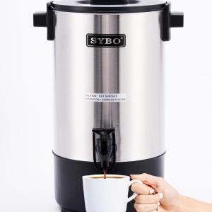 SYBO Commercial Gre Stainless Steel Percolate Coffee Maker, Hot Water Urn for Catering, Hot Beverage Dispenser, 40-Cup, 6L, Metallic