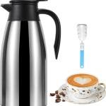 70 oz Thermal Coffee Carafe for keeping hot, Updated Carafe for hot liquid, Airpot Stainless Steel Thermos Urn Beverage Dispenser Vacuum Thermal Pot for Coffee, Hot Water,Keep Hot 12 Hour(silver)
