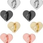 8pcs Heart Cell Phone Ring Holder, Cute Phone Charm Hooks hesive Smartphone Finger Ring Grip Sticky Metal Loop Stand for Cellphone Case P Tablet DIY Accessories (4 Colors)