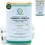 Reusable Bamboo Rayon Towels - Pack of 2 Washable Kitchen Paper Towels - Lint free, Zero Waste, Recyclable, 2x20 Heavy Duty Organic Washable Rolls