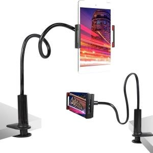 Selfdee Tablet Stand Holder for Bed, Gooseneck justable Flexible Long Arm Tablets Mount Clamp Cell Phone Holder,Lazy Tablets Phone Stand,Compatible with 4-10 Inches Device
