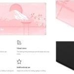Pink Desk P, Japanese Mount Fuji Mouse P XXL, Cute Cherry Blossom Deskmat, Large Anime Game Computer Keyboard Mouse Mats, Women Full Desktop Protector, Home Office Accessories 31.5"X15.7"