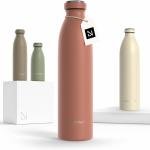LARS NYSØM Stainless Steel Insulated Water Bottle 12oz 17oz 25oz 34oz 51oz | Insulated Thermo Flask for Hot and Cold Beverages | Leakproof Drinking Bottle (Brick Red, 25.4 oz)