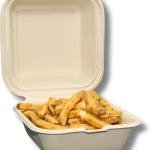 Biodegrable To Go Food Containers - Heavy Duty Disposable Clamshell Take Out Boxes with Lids. Designed for Restaurant Delivery or Home (6X6 Clamshell Container 100pck)