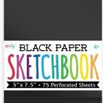 OOLY DIY Cover Small Sketchbook, 5 x 7.5 Inches, Black Paper Sketchbook, Drawing Book for Kids, Artists Drawing P for Gel Pens and White Pencils