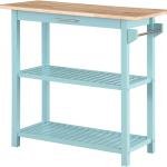 Convenience Concepts Designs2Go 3 Tier Butcher Block Kitchen Prep Island 40" - 3 Tier Modern Cooking Cart with Drawer, Food Serving Station for Kitchen, Dining Room, Sea Foam