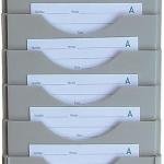 Pyramid Time Systems - Pyramid 400-10 Time Card Rack, Retractable Wall-Mounted Time Card Holder with 10 Pockets, Plastic Employee Punch Card Organizer Rack for Office, Light Gray, Single Bge Rack