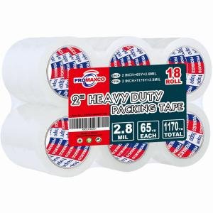 Heavy Duty Packing Tape 18 Rolls, Total 1170Y, Clear, 2.8 mil, 1.88 inch x 65 Yards, Ultra Strong, Refill for Packaging and Shipping