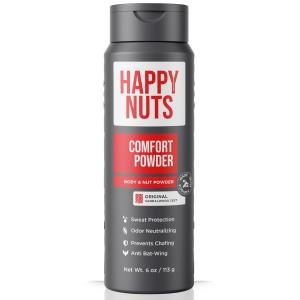 HAPPY NUTS Comfort Powder Deodorant For Men: Anti-Chafing Sweat Defense, Odor Control, Aluminum-Free, Perfect Stocking Stuffer Gift for Men's Private Parts 6 oz (1 Pack), Original Scent