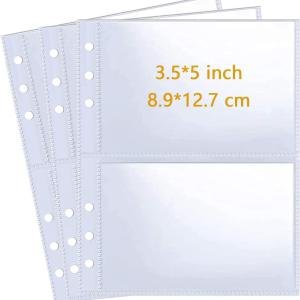 30 Pack 120 Pockets 3.5x5 Photocard Sleeves for 6 Ring A5 Binder, Ultra-Clear Sleeves, Double-Sided 2 Pocket Pages, Top Loing Sheet Protector for Photos, Postcards, Seed Packets