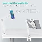 iP Desk Mount, justable Tablet Holder Clamp, 360 degree Rotation, Sturdy Aluminum Tablet Arm Mount for 4.7"-13" iP Pro/Air/Mini, iPhone, Galaxy Tab, for Kitchen, Work, Video Call(White)