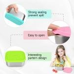SOPHICO Stainless Steel 14 OZ Snack Containers for Kids，Food Storage Container with Silicone Lid - Perfect 304 Metal Toddler Lunch Box for Daycare and School, Leak Proof (MIX, 4 PACK)