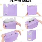 BALEINE File Organizer Box, Cardboard File Folder Organizer with Handle for Letter Size, Portable Collapsible Hanging Filing Box for Home Office Document Storage (2 Pack, Lavender)