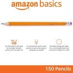 Basics Wood-Cased #2 Pencils, Pre-sharpened, HB Le Bulk Box, 150 Count, Yellow