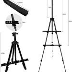 Art Painting Display Artist Easel Stand,Ns Jymb Portable Metal justable Easels for Painting Canvases Height from 17 to 66 Inch - Carry Bag for Table-Top/Floor Displaying and Wedding Signs - Black