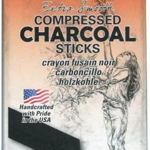General Pencil Compressed Charcoal- Box of Six Soft Rectangular 6B Sticks