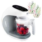 EVLA'S Baby Food Maker, Steamer, Blender, Baby Food Processor for Healthy Homeme Baby Food in Minutes, Touch Screen with 6 Reusable Food Pouches, Baby Registry Essential, White