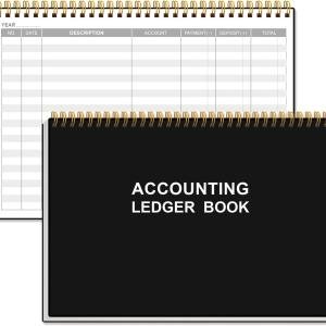 Accounting Ledger Book - A5 Ledger Book for Bookkeeping, Small Businesses & Personal Use, Expense Tracker Notebook for Tracking Money, Expenses, Deposits & Balance, 8.5" x 5.8", Black
