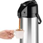 PARACITY Upgred Airpot Coffee Carafe with Double Pump, Stainless Steel Drink Dispenser for Hot/Cold Beverage with Lazy Susan Base, Coffee Termos Para Cafe for Hot Cocoa for Parties