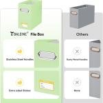 BALEINE File Organizer Box, Cardboard File Folder Organizer with Handle for Letter Size, Portable Collapsible Hanging Filing Box for Home Office Document Storage (2 Pack, Green)