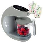 EVLA'S Baby Food Maker, Steamer, Blender, Baby Food Processor for Healthy Homeme Baby Food in Minutes, Touch Screen with 6 Reusable Food Pouches, Baby Registry Essential, Grey